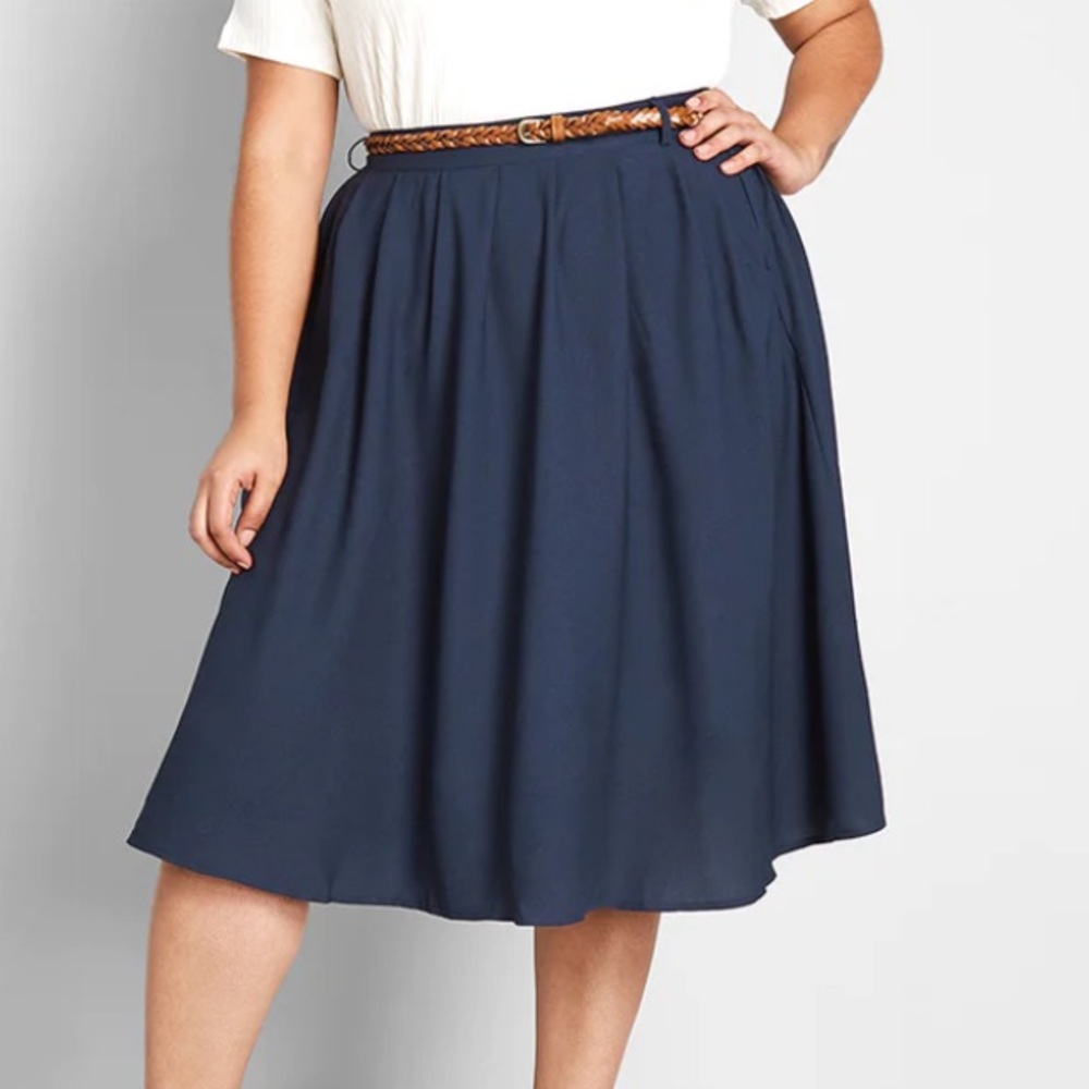 Modcloth Breathtaking Tiger Lilies Skirt ORIGINAL NAVY